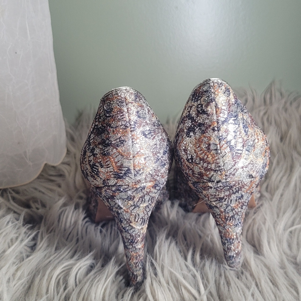 Nine West Sparkly Wedding Stilettos Heels Evening Gown Gala Holiday Shoes - Picture 8 of 10